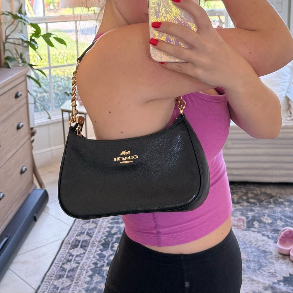 Coach Black Leather Shoulder / Crossbody Bag